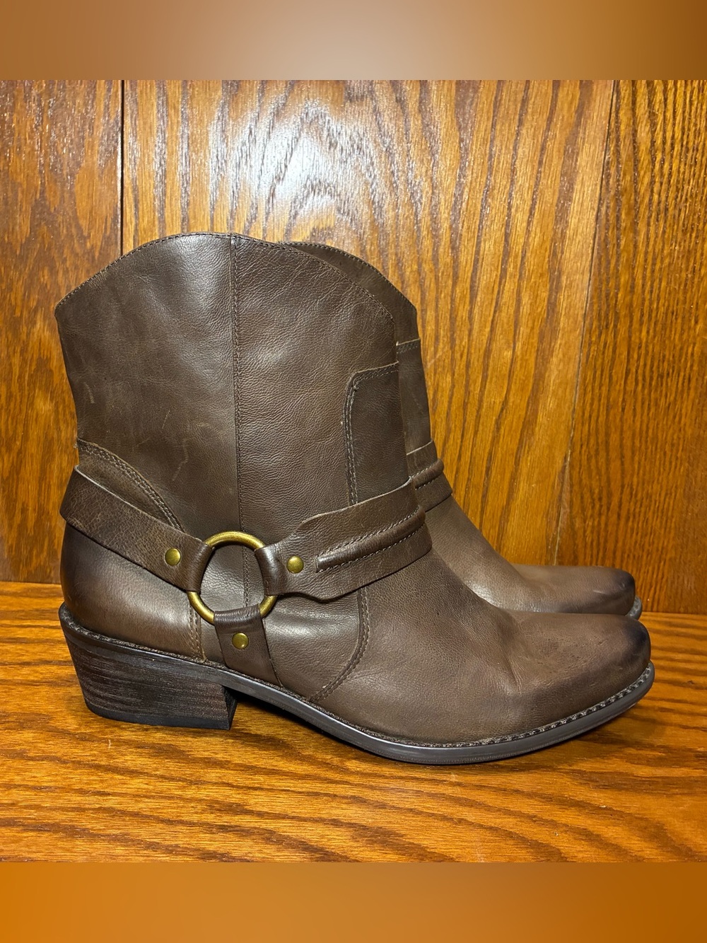 Franco Sarto Harness Ankle Boots Taupe Leather Women’s 9